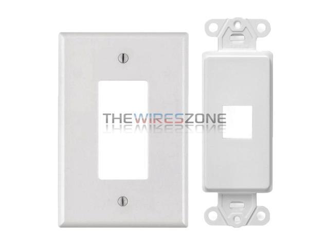White 1 Port Decora Keystone Snap-in Jack Modular Wall Insert Cover Plate (1/pk)