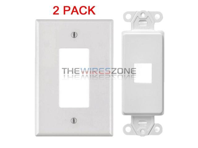 White 1 Port Decora Keystone Snap-in Jack Modular Wall Insert Cover Plate (2/pk)