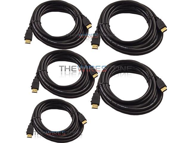 Male HDMI to HDMI 5ft AV Cable w/ Ethernet for HDTV DVD PC 1080p 1080i 4K (5/pk) - image 2