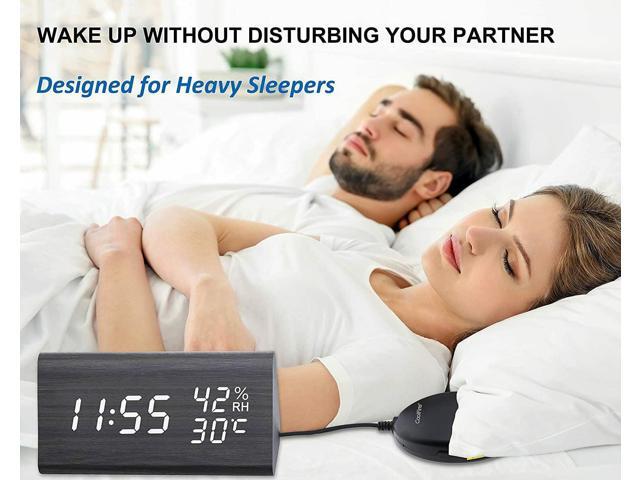 CoolFire Wooden Vibrating Alarm Clock for Heavy Sleepers Adults, Loud Alarm Clock for Heavy Sleepers, Bed Shaker Alarm Clock, Smart Alarm Clock,...