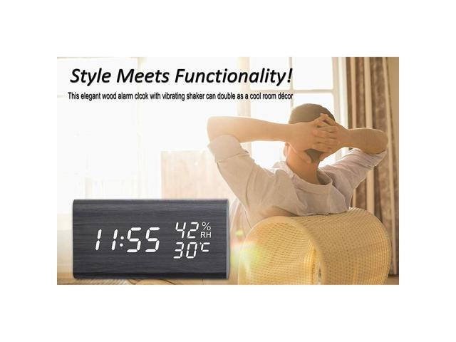 CoolFire Wooden Vibrating Alarm Clock for Heavy Sleepers Adults, Loud Alarm Clock for Heavy Sleepers, Bed Shaker Alarm Clock, Smart Alarm Clock,...