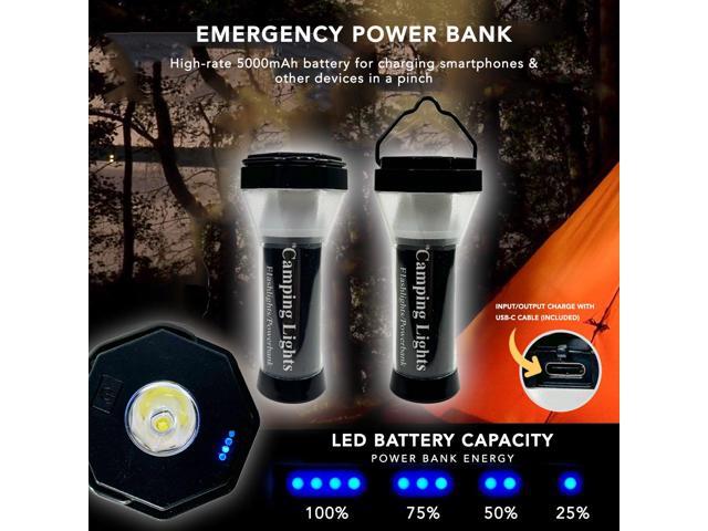 Maximal Power Rechargeable LED Camping Lantern Flashlight Powerbank 5000mAh USB-C Charging Cord for Camping Emergency Outdoors
