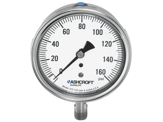 ASHCROFT 351009SW02LV/30# Gauge,Compound,30 in. Hg VAC to 0,30 psi