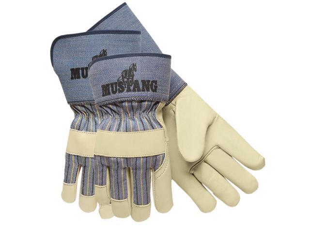 Mustang Leather Palm Gloves Blue/Cream Large 12 Pairs