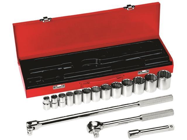 KLEIN TOOLS 65512 1/2' Drive Socket Wrench Set, SAE, 16 pcs