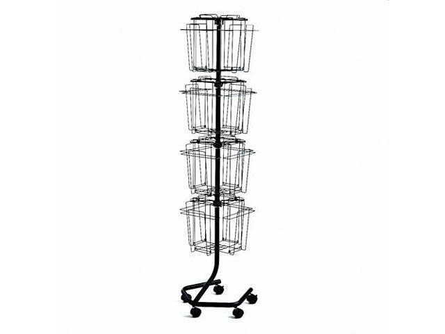 Safco Wire Rotary Display Racks 16 Compartments 15w x 15d x 60h Charcoal 4139CH
