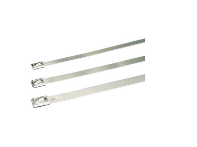 PANDUIT MLT4H-LP Cable Tie, 14-1/2 in L, 4 in Max Bundle Dia., Silver, 304
