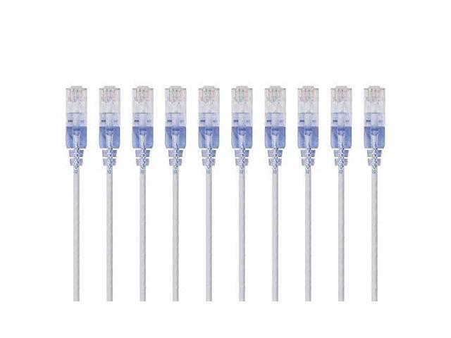 Monoprice SlimRun Cat6A Ethernet Patch Cable - Network Internet Cord - RJ45, Stranded, 550Mhz, UTP, Pure Bare Copper Wire, 10G, 30AWG, 5ft, White,...