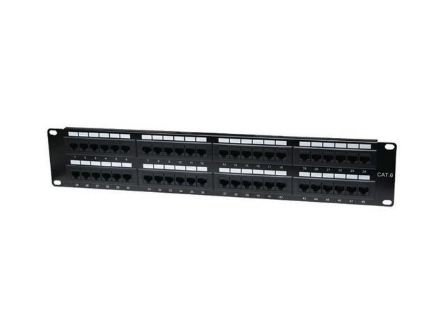 Intellinet Cat6 Patch Panel, 48-Port, UTP, 2U, Black