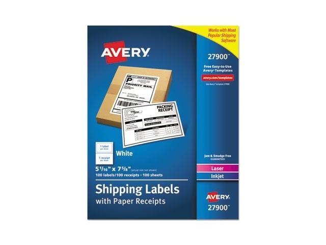 Avery; Bulk Shipping Labels with Paper Receipt - Permanent Adhesive - 5 1/16' Width x 7 5/8' Length - Rectangle - La