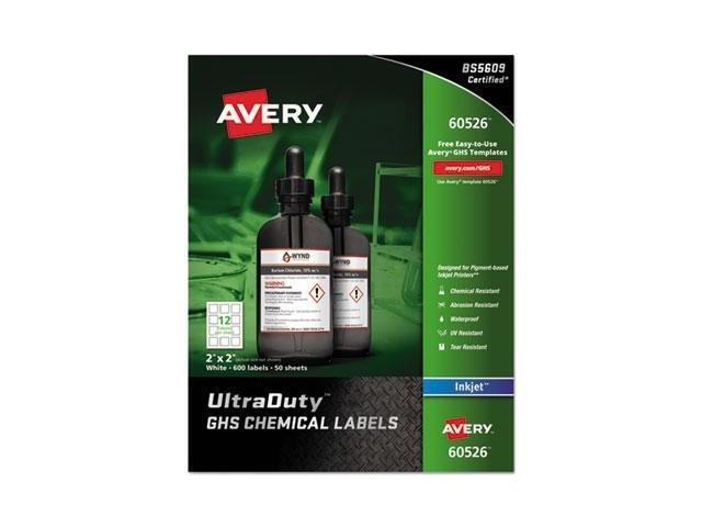 Avery Chemical Container Labels 2'x2' 50Shts 600/BX WE 60526