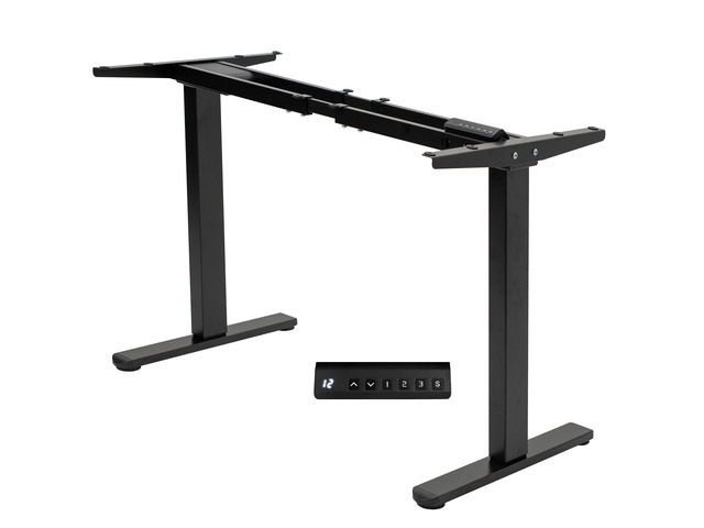 VIVO Black Electric Dual Motor 2 Stage Standing Desk Frame / Height Adjustable Workstation Desk Legs (DESK-E-200B)