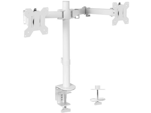 VIVO White Dual Monitor Desk Mount Stand, Fits Computer Screens up to 30'