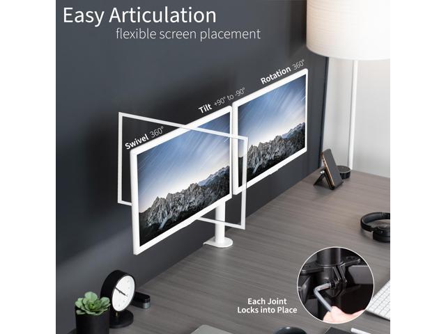 VIVO White Dual Monitor Desk Mount Stand, Fits Computer Screens up to 30'