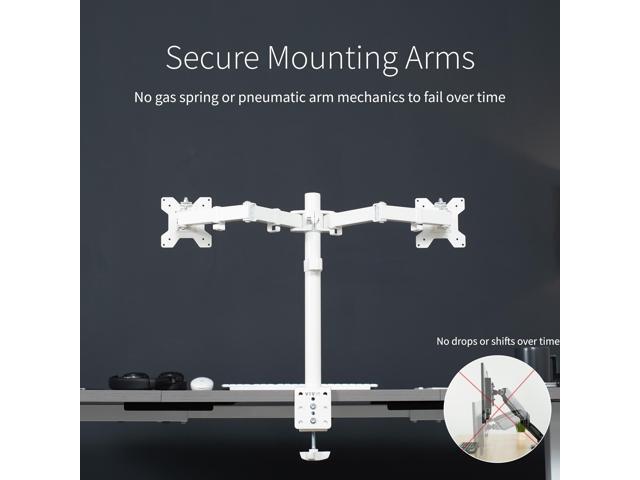 VIVO White Dual Monitor Desk Mount Stand, Fits Computer Screens up to 30'
