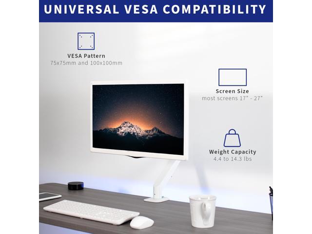 VIVO White Single Monitor Counterbalance Desk Mount Fits Screens 17' to 27'