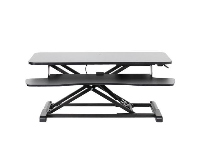 VIVO Black Height Adjustable 36' Standing Desk Monitor Riser, Sit Stand Tabletop