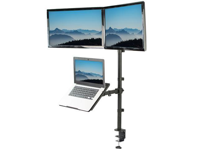 VIVO Dual 13' to 27' Monitor Mount with Laptop Holder, Tall Adjustable Stand