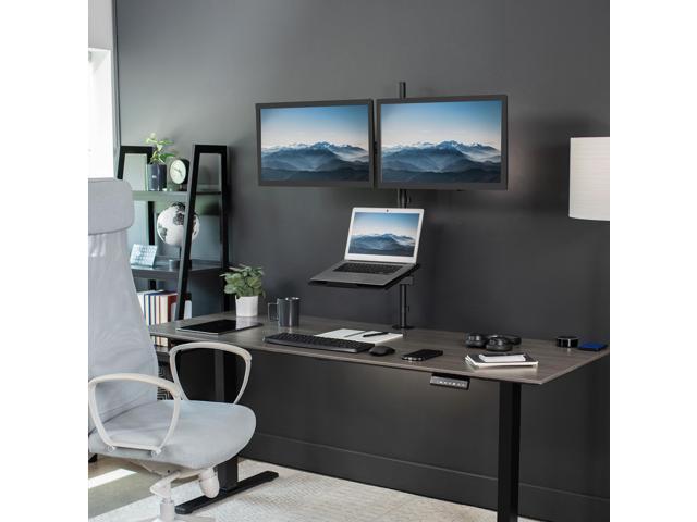 VIVO Dual 13' to 27' Monitor Mount with Laptop Holder, Tall Adjustable Stand