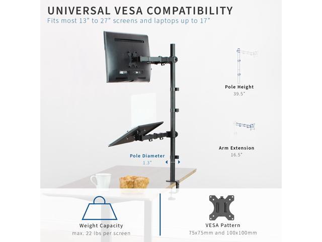 VIVO Dual 13' to 27' Monitor Mount with Laptop Holder, Tall Adjustable Stand