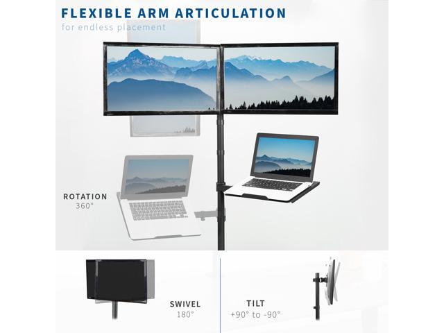 VIVO Dual 13' to 27' Monitor Mount with Laptop Holder, Tall Adjustable Stand