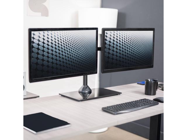 VIVO Dual Monitor Mount w/ Glass Base Stand for 2 Computer Screens up to 32'