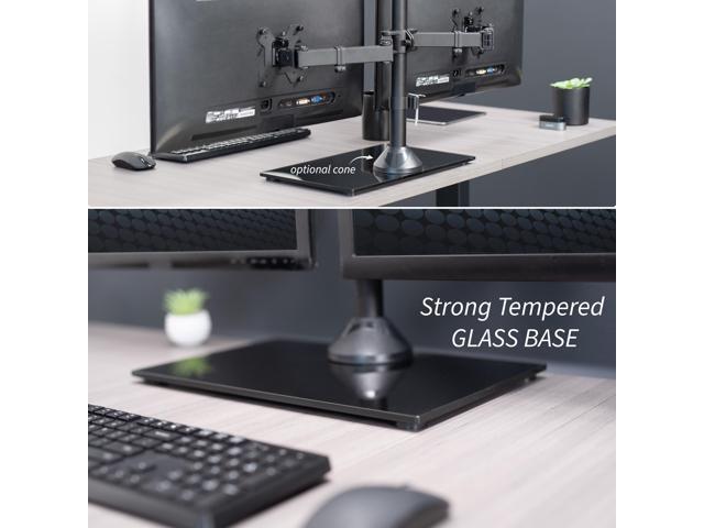 VIVO Dual Monitor Mount w/ Glass Base Stand for 2 Computer Screens up to 32'