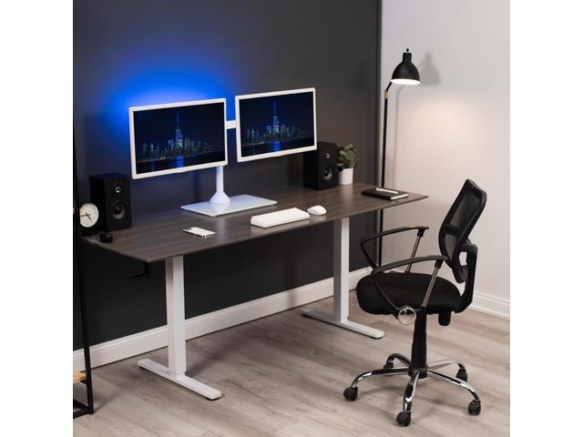 VIVO White Dual Monitor Adjustable Mount w/ Glass Base, Fits 2 Screens up to 32'