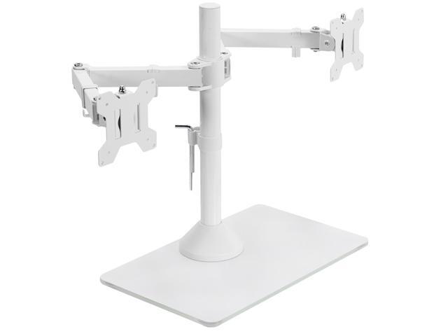 VIVO White Dual Monitor Adjustable Mount w/ Glass Base, Fits 2 Screens up to 32'
