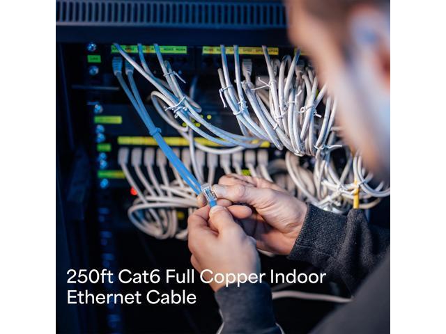 VIVO Blue 250ft Bulk Cat6 Copper Indoor LAN Ethernet Cable Wire UTP Pull Box