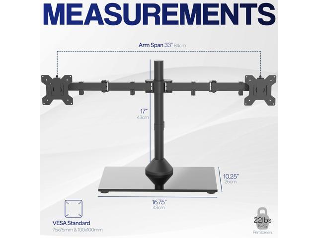 VIVO Dual Monitor Mount w/ Glass Base Stand for 2 Computer Screens up to 32'