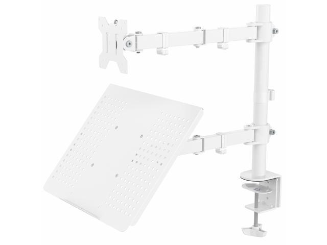 VIVO White Adjustable Laptop & Monitor Desk Mount Stand, Fits 1 Screen up to 32'
