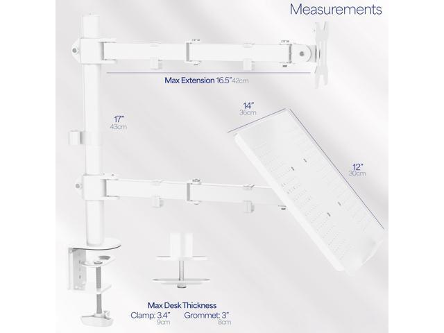VIVO White Adjustable Laptop & Monitor Desk Mount Stand, Fits 1 Screen up to 32'