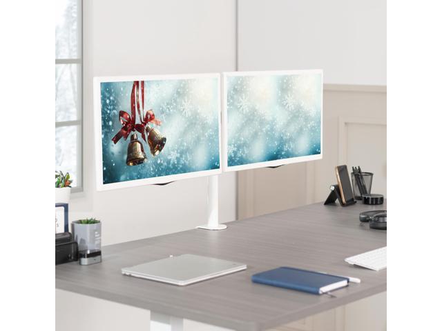 VIVO White Dual Monitor Desk Mount Stand, Fits Computer Screens up to 30'