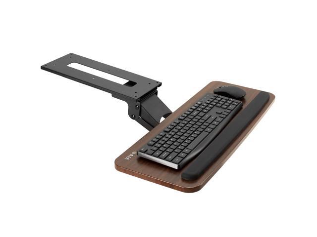 VIVO Dark Wood Adjustable Computer Keyboard & Mouse Platform Tray, Under Table Desk Mount (MOUNT-KB03D)