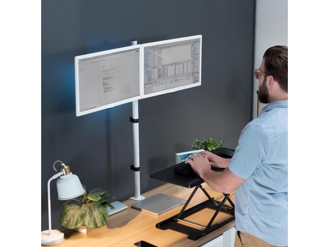 VIVO White Dual Monitor Desk Mount Extra Tall Fully Adjustable Stand for up to 27' Screens (STAND-V012W)