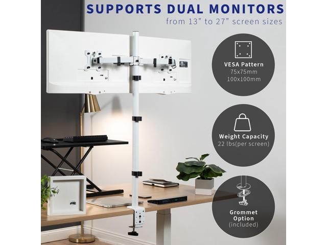 VIVO White Dual Monitor Desk Mount Extra Tall Fully Adjustable Stand for up to 27' Screens (STAND-V012W)