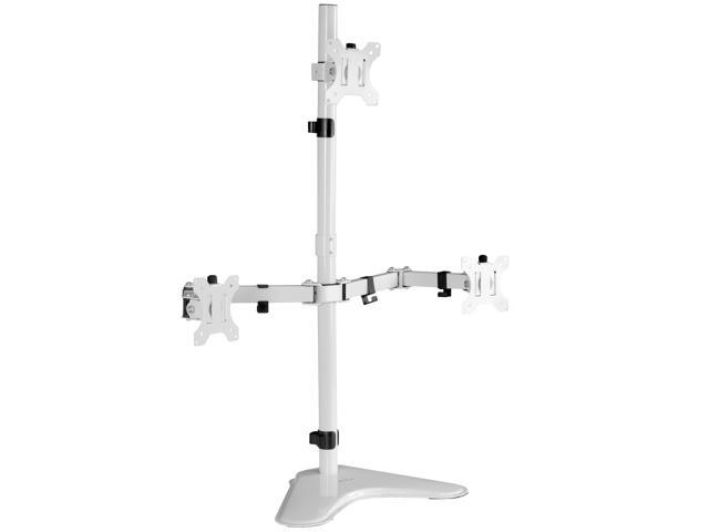 VIVO White Triple Monitor Desk Stand, Adjustable Mount for 3 Screens up to 30'