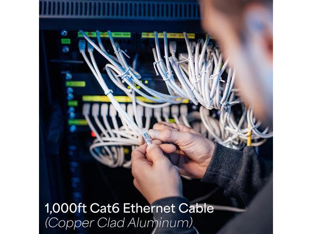 VIVO 1,000ft bulk Cat6 LAN Network Ethernet Cable / Wire UTP Cat-6 White 1000 ft