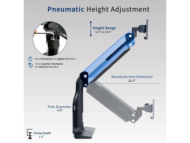 Single Ultra Wide Monitor Pneumatic Spring Desk Mount Stand, Max VESA 200x100