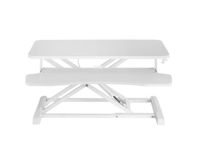 VIVO White Height Adjustable Standing Desk Monitor Riser 32' Sit Stand Tabletop