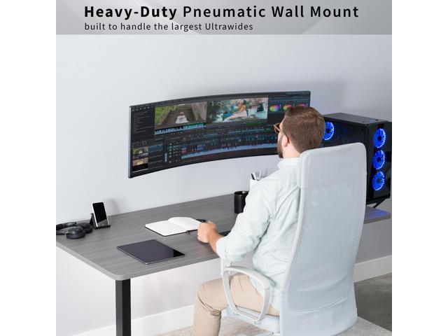 VIVO Single Pneumatic Monitor Wall Mount, Fits Ultrawides up to 49'