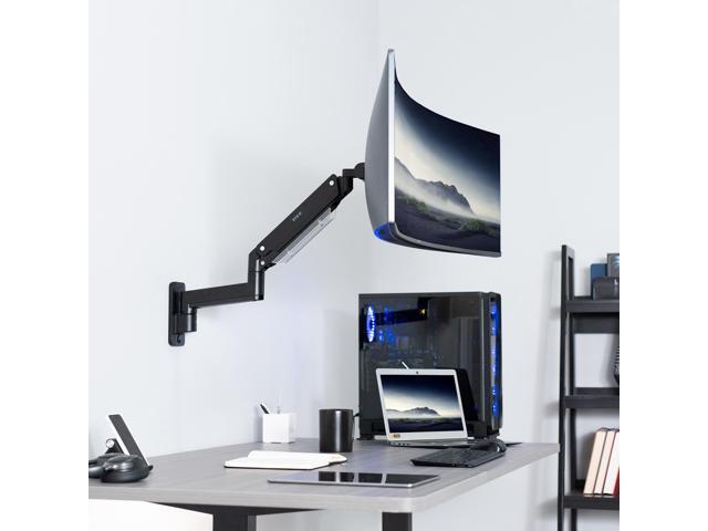 VIVO Single Pneumatic Monitor Wall Mount, Fits Ultrawides up to 49'