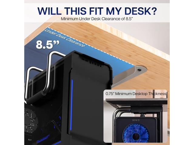 VIVO Heavy Duty Adjustable Under-Desk PC Mount Computer Case Holder
