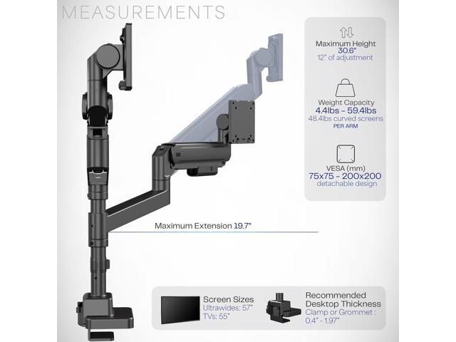 VIVO Pneumatic Dual Ultrawide Computer Monitor Desk Mount with Extension Pole