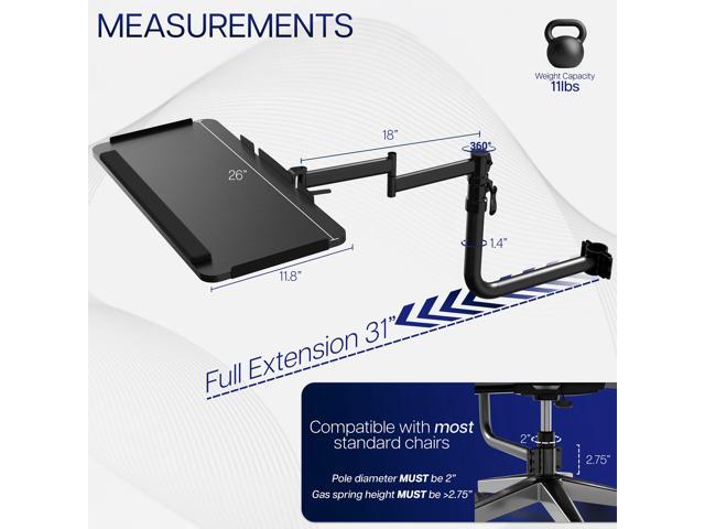 VIVO Office Chair Mounted 26 x 12 inch Full Motion Keyboard and Mouse Tray, (MOUNT-KB18CP)