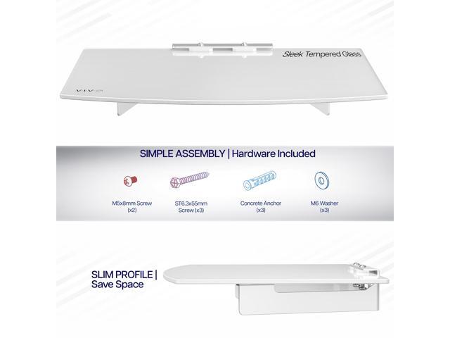 VIVO White Floating Wall Mount Tempered Glass Shelf for DVD Player, Game System