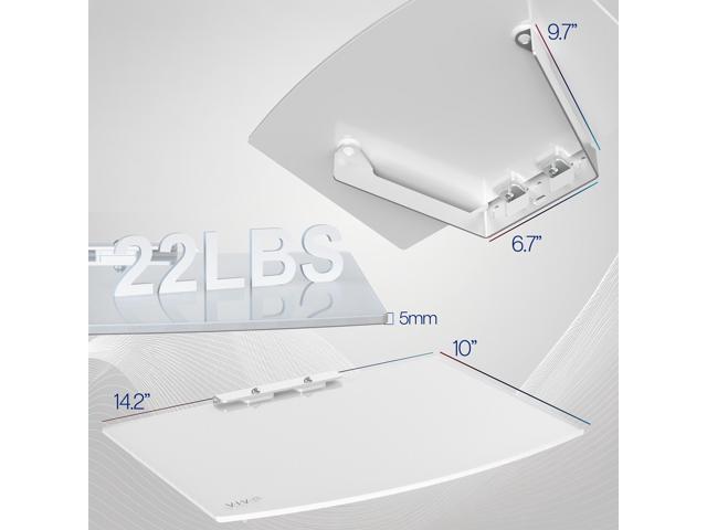 VIVO White Floating Wall Mount Tempered Glass Shelf for DVD Player, Game System
