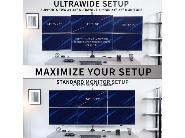 VIVO Telescoping Extra Tall Hex Ultrawide 27' to 38' Monitor Desk Mount