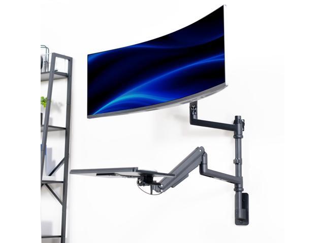 VIVO Pneumatic Ultrawide Monitor Wall Mount + Keyboard Tray, Up to 49' Screens